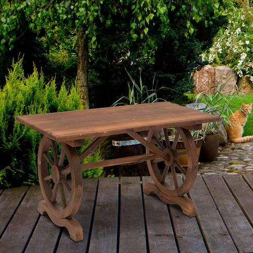 Thumbnail - Outsunny Gartentisch, BxHxT: 113 x 65 x 60 cm, natur, Gestell aus Tannenholz - beige