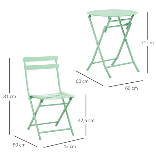 Thumbnail - Outsunny Bistro-Set, Metall, 3-teilig - gruen