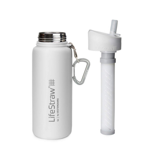 LifeStraw Wasserflasche, 0,7 l, Höhe: 24 cm, Edelstahl - weiss