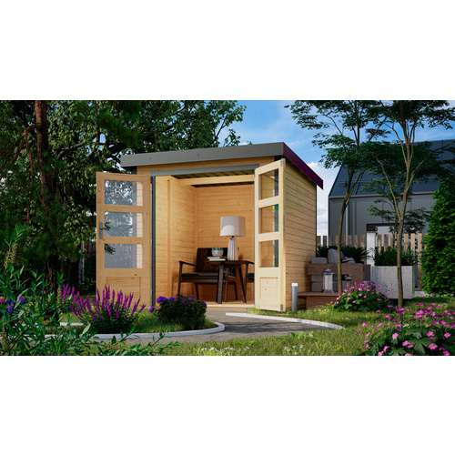 KARIBU Gartenhaus »Osterby 2 A«, BxHxT: 227 x 208,5 x 213 cm (Außenmaße inkl. Dachüberstand), Wandstärke 19 mm - braun |  Fichte  |  4,45 m²