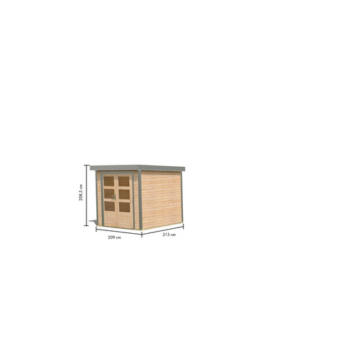 KARIBU Gartenhaus »Osterby 2 A«, BxHxT: 227 x 208,5 x 213 cm (Außenmaße inkl. Dachüberstand), Wandstärke 19 mm - braun |  Fichte  |  4,45 m²