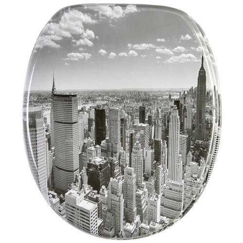 Thumbnail - Sanilo WC-Sitz, BxL: 37,7 x 47 cm, Skyline New York - grau