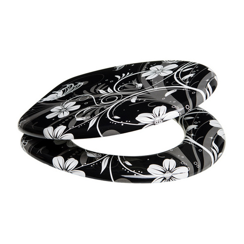 Thumbnail - Sanilo WC-Sitz, BxL: 37,7 x 47 cm, White Flower - schwarz