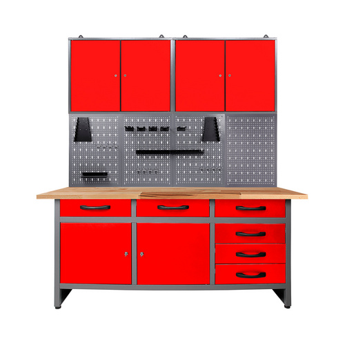 Ondis24 Werkbank, Karsten 160 cm Rot-Grau