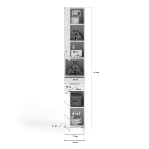 Thumbnail - xonox.home Hochschrank »Linus«, BxHxT: 30 x 182 x 31 cm - braun
