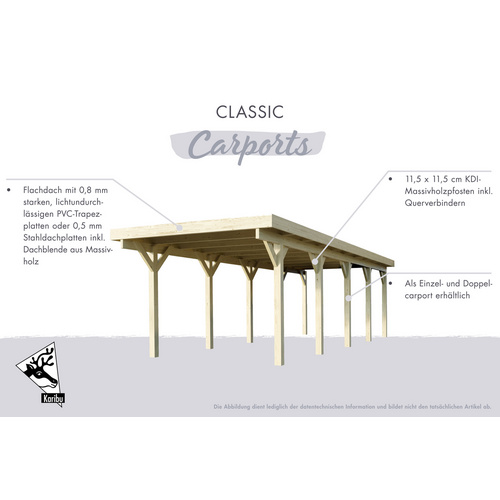 Thumbnail - KARIBU Doppelcarport »Classic 2 Variante C inkl. zwei Einfahrtsbögen«, Außenmaß BxT: 563 x 476 cm, natur - gruen
