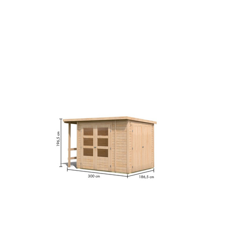 KARIBU Gartenhaus, Außenmaß (BxHxT): 300 x 196,5 x 186,5 cm, naturbelassen - braun |  Holz  |  4,42 m²