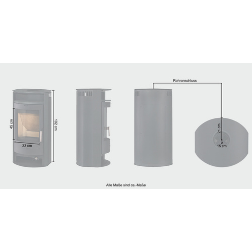 FIREPLACE Kaminofen »Porto«, grau, Stahl, 6 kW, Dauerbrand geeignet - schwarz (Rabatt: 12 %)