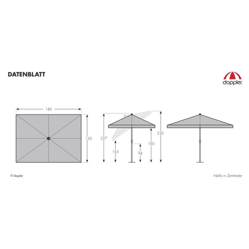 Thumbnail - DOPPLER Rechteckschirm »Active«, abknickbar, Sonnenschutzfaktor: 50+ - rot