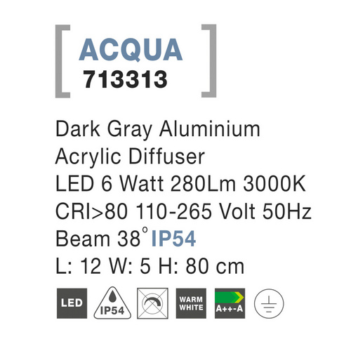 Thumbnail - NOVA LUCE Außenleuchte »Acqua «, LED, dunkelgrau