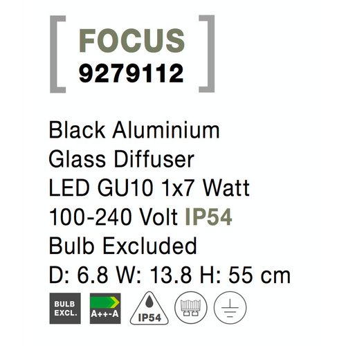 Thumbnail - NOVA LUCE Außenleuchte »Focus «, LED, schwarz