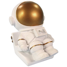 Aquariendekoration, Mini Astronaut, Polyresin, weiß|goldfarben