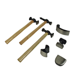 Ausbeulsatz, Holz/Metall, inkl. 1 Kleinamboß und 3 Handfäustel