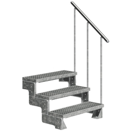 Außentreppe »Gardentop«, 3 Gitterroststufen, silber, 54 cm Geschosshöhe Außentreppe »Gardentop«, 3 Gitterroststufen, silber, 54 cm Geschosshöhe
