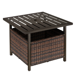 Beistelltisch, BxHxT: 55,5 x 46 x 55,5 cm, braun, Gestell aus Stahl/Polyrattan