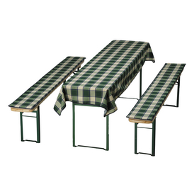 Bierzeltgarniturauflagen-Set, für Bänke, Stühle, Sessel, grün/beige, BxL: 25 x 220 cm