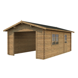 Blockbohlen-Garage, BxT: 360 x 550 cm (Außenmaße), Holz