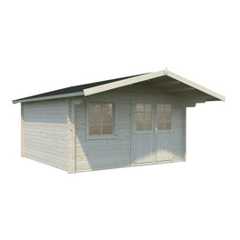 Blockbohlenhaus »Britta«, BxT: 390 x 390 cm (Außenmaße), Wandstärke: 40 mm, Grau