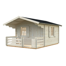 Blockbohlenhaus »Emma«, BxT: 330 x 330 cm (Außenmaße), Wandstärke: 34 mm, Natur