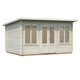 Blockbohlenhaus »Lisa«, BxT: 400 x 300 cm (Außenmaße), Wandstärke: 34 mm, Grau
