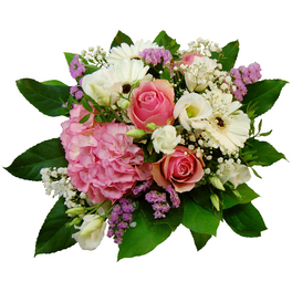 Blumenstrauß »Hortensie, Rosen, Germini, Lysianthus«, Ø 26–30 cm