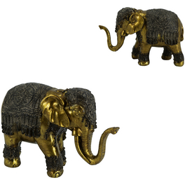 Deko-Elefant, BxH: 7 x 12,3 cm, Polyresin, goldfarben