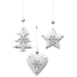 Dekoanhänger Weihnachten, Hängeornament, Stern/Herz/Baum mit Glitter