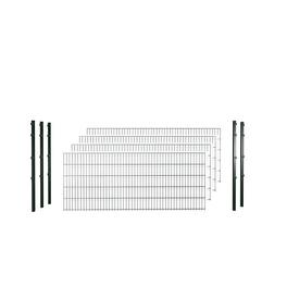 Doppelstabmattenzaun, grün, 6/5/6 mm, Komplett-Set à 10 m, inkl. Pfosten, Klemmhalter