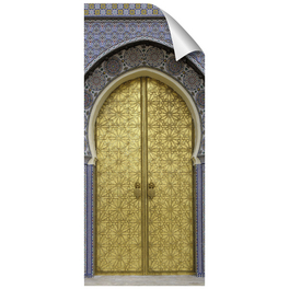 Duschrückwand-Panel, fresh, Tür | Metalloptik, 210x90 cm