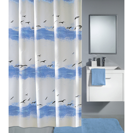 Duschvorhang »Seaside«, BxH: 180 x 200 cm, Wellen, krokusblau/weiß