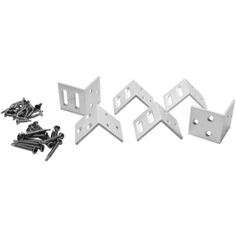 Eck-Beschlagset, Aluminium, 6 Halter, silberfarben Eck-Beschlagset, Aluminium, 6 Halter, silberfarben