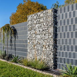 Gabionenzaun, HxLxT: 200 x 120 x 25 cm, Stahl, metallfarben