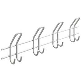 Garderobenleiste, Weiß, 4 Haken, Stahl, Weiß, Stahl, 160 x 577 x 68 mm