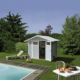 Gartenhaus, BxHxT: 242 x 236 x 202 cm, grau/blau