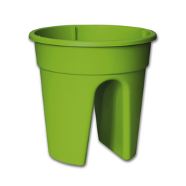 Geländerblumenkasten, Kunststoff (PP), grün, rund