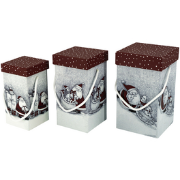 Geschenkbox-Set, weiß/rot/grau, 3 Stück