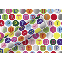 Geschenkpapier Happy Birthday Kreise, 1,5 m x 70 cm