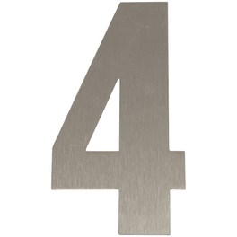 Hausnummer, 4, Silber, Edelstahl, 15,7 x 22,7 x 1,8 cm