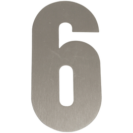 Hausnummer, 6, Silber, Edelstahl, 15,7 x 22,7 x 1,8 cm