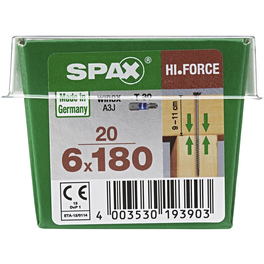 Holzbauschraube, 6 mm, Stahl, 20 Stk., HI.FORCE 6X180 M Holzbauschraube, 6 mm, Stahl, 20 Stk., HI.FORCE 6X180 M