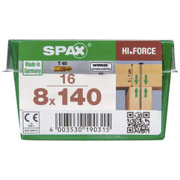 Holzbauschraube, 8 mm, Stahl, 16 Stk., HI.FORCE 8x140 L Holzbauschraube, 8 mm, Stahl, 16 Stk., HI.FORCE 8x140 L