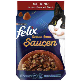Katzen-Nassfutter »Felix Sensations Sauce«, Rind/Tomate, 85 g