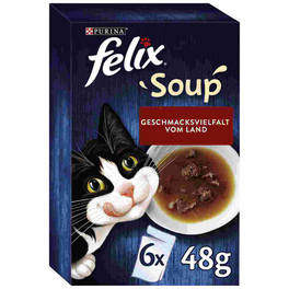 Katzen-Nassfutter »Felix Soup«, Rind/Huhn/Lamm, 6 x 48g