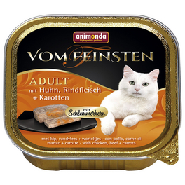Katzen-Nassfutter, Huhn/Rind/Karotte, 100 g