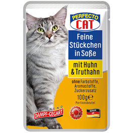 Perfecto Cat Feine Stückchen in Soße 12x100g - Katzenfutter nass Nassfutter Katze, 2,99