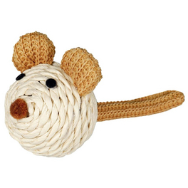 Katzenspielzeug, Maus, beige, mit Rassel und Seil