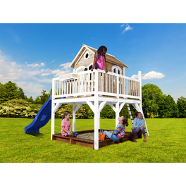 Kinderspielhaus »Liam«, BxHxT: 377 x 291 x 255 cm, Holz, braun/weiß/blau