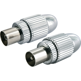 Koaxstecker, Stecker-Koaxbuchse Set vernickelt
