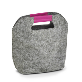 Kühltasche, Filz/Kunststoff, grau/pink