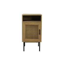 Nachttisch, Mitteldichte Faserplatte/Rattan/Metall, Natur/schwarz